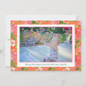 パームビーチクリスマスピンク&オレンジオーナメント写真 シーズンカード (正面)