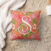 パームビーチクリスマスピンク&オレンジオーナメント クッション (ブランケット)