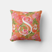 パームビーチクリスマスピンク&オレンジオーナメント クッション (正面)