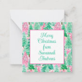 パームビーチクリスマスピンク&グリーンツリーエンクロージャ ノートカード (正面)