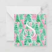 パームビーチクリスマスピンク&グリーンツリーエンクロージャ ノートカード (裏面)