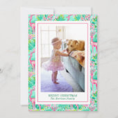 パームビーチクリスマスピンク&グリーントナカイの写真 シーズンカード (正面)