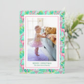 パームビーチクリスマスピンク&グリーントナカイの写真 シーズンカード (スタンド正面)