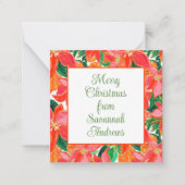 パームビーチクリスマスポインセチアのギフトエンクロージャー ノートカード (正面)