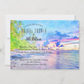 パームビーチサンセットウォーターカラーブライダルシャワー 招待状 (正面)