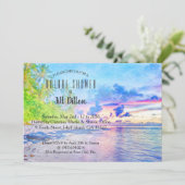 パームビーチサンセットウォーターカラーブライダルシャワー 招待状 (スタンド正面)