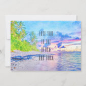 パームビーチサンセットウォーターカラーブライダルシャワー 招待状 (裏面)