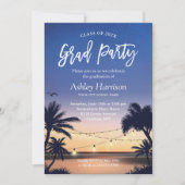 パームビーチサンセットストリングライト卒業パーティー 招待状 (正面)