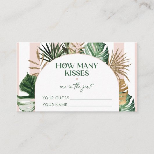 パームビーチストライプピンクキスブライダルゲーム エンクロージャーカード (正面)