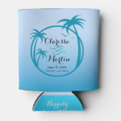 パームビーチトロピカルロゴ |スカイブルー 缶クーラー (正面)