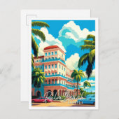 パームビーチフロリダUSAヴィンテージ旅行イラストレーション ポストカード (正面/裏面)