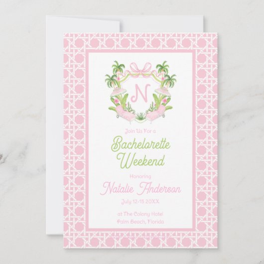 パームビーチモノグラムクレストバチェロレッテ週末 招待状 (正面)