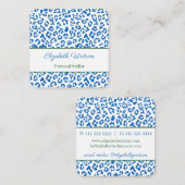 パームビーチ名門私立校風のブルーグリーンアニマルプリントスタイリスト スクエア名刺 (正面/裏面)