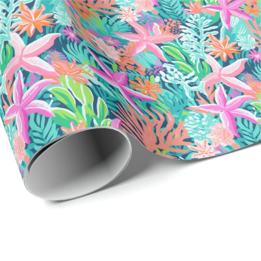 パームビーチ熱帯海中ヒトデ ラッピングペーパー (ロールコーナー)