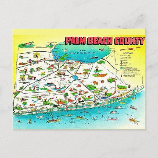 パームビーチ郡地図ポストカード ポストカード (正面)