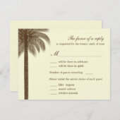 パームビーチ ウェディング RSVP/返信カード - ブラウン 出欠カード (正面/裏面)