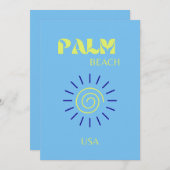 パームビーチ、旅行アート、フロリ名門私立校風のダ、青 シーズンカード (正面/裏面)