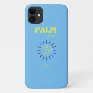 パームビーチ、旅行アート、フロリ名門私立校風のダ、青 iPhone 11 ケース