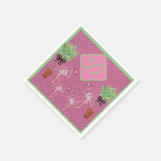 パームピンクのフラミンゴ フラミンゴ テラコッタ スタンダードカクテルナプキン