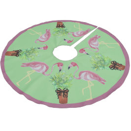 パームピンクフラミンゴフラミンゴステラコッタポット ブラッシュドポリエステルツリースカート