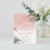 パームフロンドハワイアントロピカルトレンディーモダンピンク ポストカード (スタンド正面)