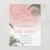 パームフロンドハワイアントロピカルトレンディーモダンピンク ポストカード (正面)