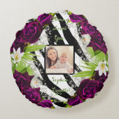 パームフローラ付きゼブラプリント文字 ラウンドクッション (裏面)