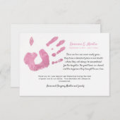 パームプリントピンク悔やみや弔慰サンキューカード 招待状 (正面/裏面)