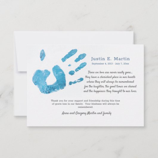 パームプリント悔やみや弔慰サンキューカード 招待状 (正面)