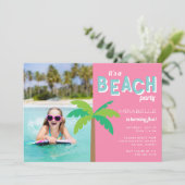 パームポップ・アートの |ビーチ誕生日パーティフォト招待状 招待状 (スタンド正面)