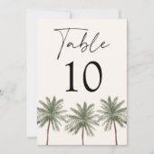 パームミニマルツリーアイボリー結婚のテーブル番号カード (正面)