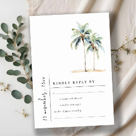 パームミニマルツリートロピカルウォーター結婚カラー 出欠カード