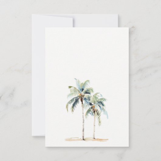 パームミニマルツリートロピカルウォーター結婚カラー 出欠カード (裏面)