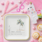 パームミニマルツリー水彩熱帯結婚の ペーパープレート (パーティー)