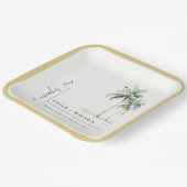 パームミニマルツリー水彩熱帯結婚の ペーパープレート (傾斜あり)