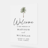 パームミニマルツリー結婚の歓迎フロステッド アクリルサイン (傾斜)