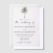 パームミニマルツリ結婚ーズ ベラム紙招待状 (オフセット)
