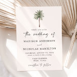 パームミニマルツリ結婚ーズ 招待状<br><div class="desc">熱帯性結婚式招待状独身のは、アイボリーの背景と招待状の上部にヤシの木のイラストレーションを搭載。パーム・ツリーの結婚式をパーソナライズ結婚すると、デザインに合わせて手書きのスクリプトを使用しモダンて、黒いレタリングであなたの名前と詳細を招待する。緑の背シンプル景を表示するために逆にトロピカルな無地の結婚式。Palm Treeのコレクションとミニマル連携し結婚るように設計。</div>