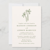 パームモダンツリーのクリームQRコードすべて結婚の 招待状 (正面)