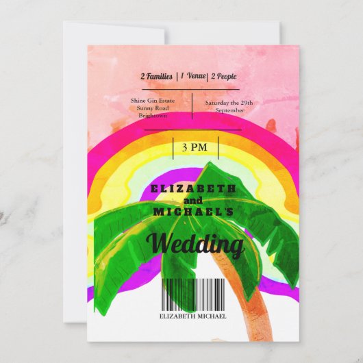 パームモダンツリーカラフルフェスティバルレインボー結婚ズ (裏面)