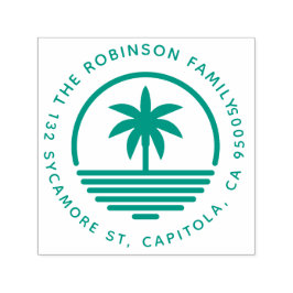 パームモダンツリーシルエットファミリー差出人住所 セルフインキングスタンプ