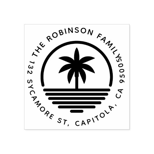 パームモダンツリーシルエットファミリー差出人住所 ラバースタンプ (インプリント)