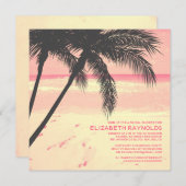パームモダンツリービーチブライダルシャワー招待状 招待状 (正面/裏面)
