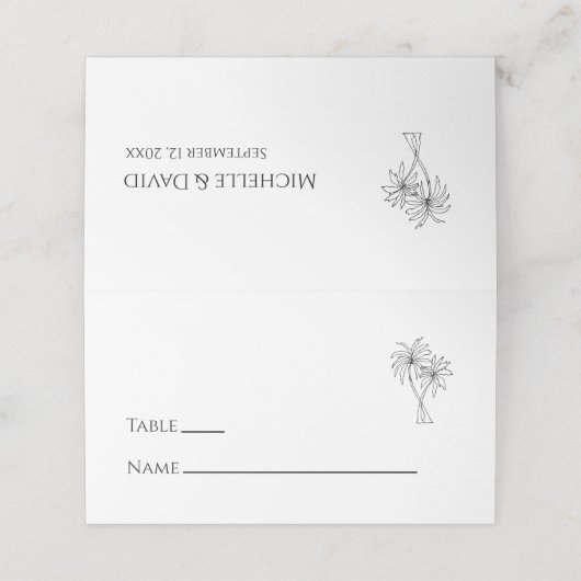 パームモダンツリー熱帯行先結婚式 プレイスカード (外部開封)