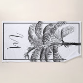 パームモダンツリー黒枠 ビーチタオル (正面)