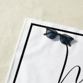 パームモダンツリー黒枠 ビーチタオル (インサイチュ)