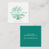 パームモダンリーフのロゴ緑豊かな植物生命緑色 スクエア名刺 (正面/裏面)