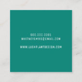 パームモダンリーフのロゴ緑豊かな植物生命緑色 スクエア名刺 (裏面)