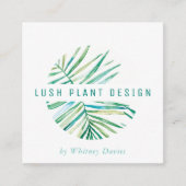 パームモダンリーフのロゴ緑豊かな植物生命緑色 スクエア名刺 (正面)