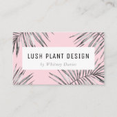 パームモダンリーフ緑豊かな植物性ブラックグレーピンク 名刺 (正面)